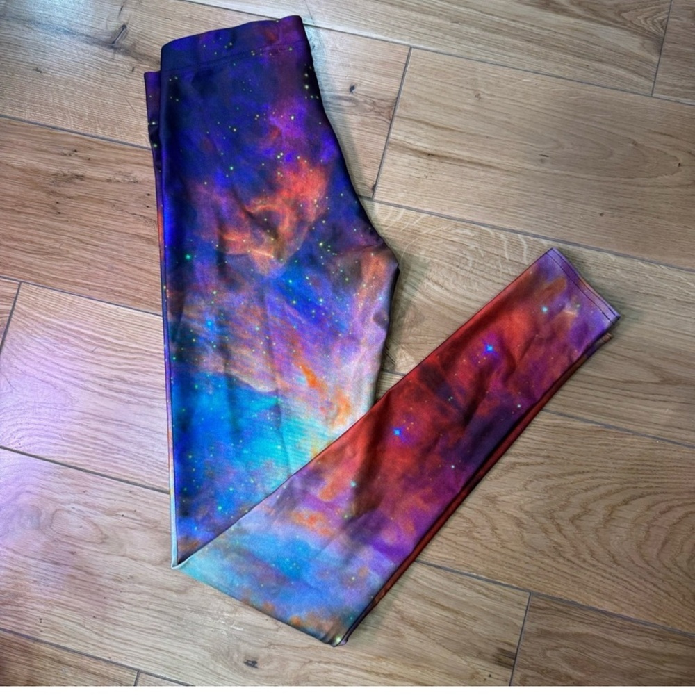 BlackMilk Rainbow Galaxy Full Length Leggings Small Space Print Compression Fit